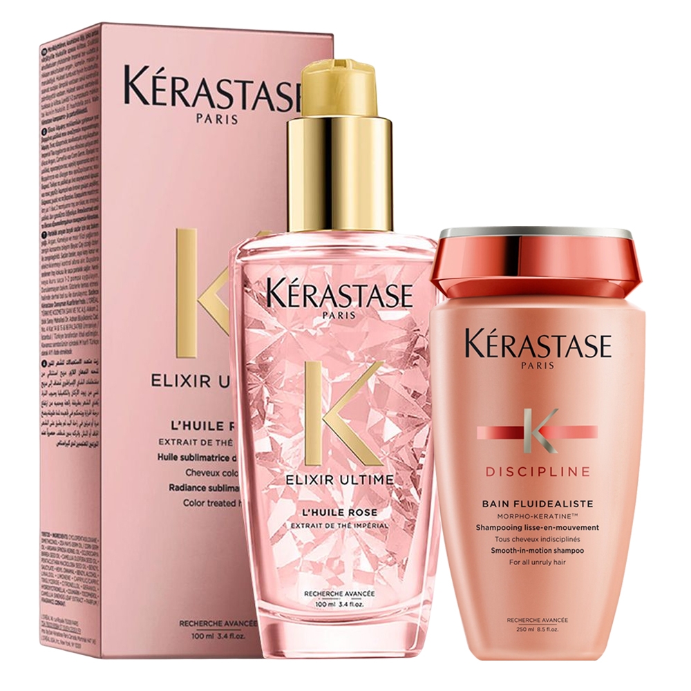 Kerastase卡詩 花漾護色金緻組(柔舞絲光髮浴250ml+花漾粉柔馭露100ml)