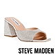 STEVE MADDEN-GLOWING-R 鑽面方頭粗跟涼拖鞋-銀色 product thumbnail 1