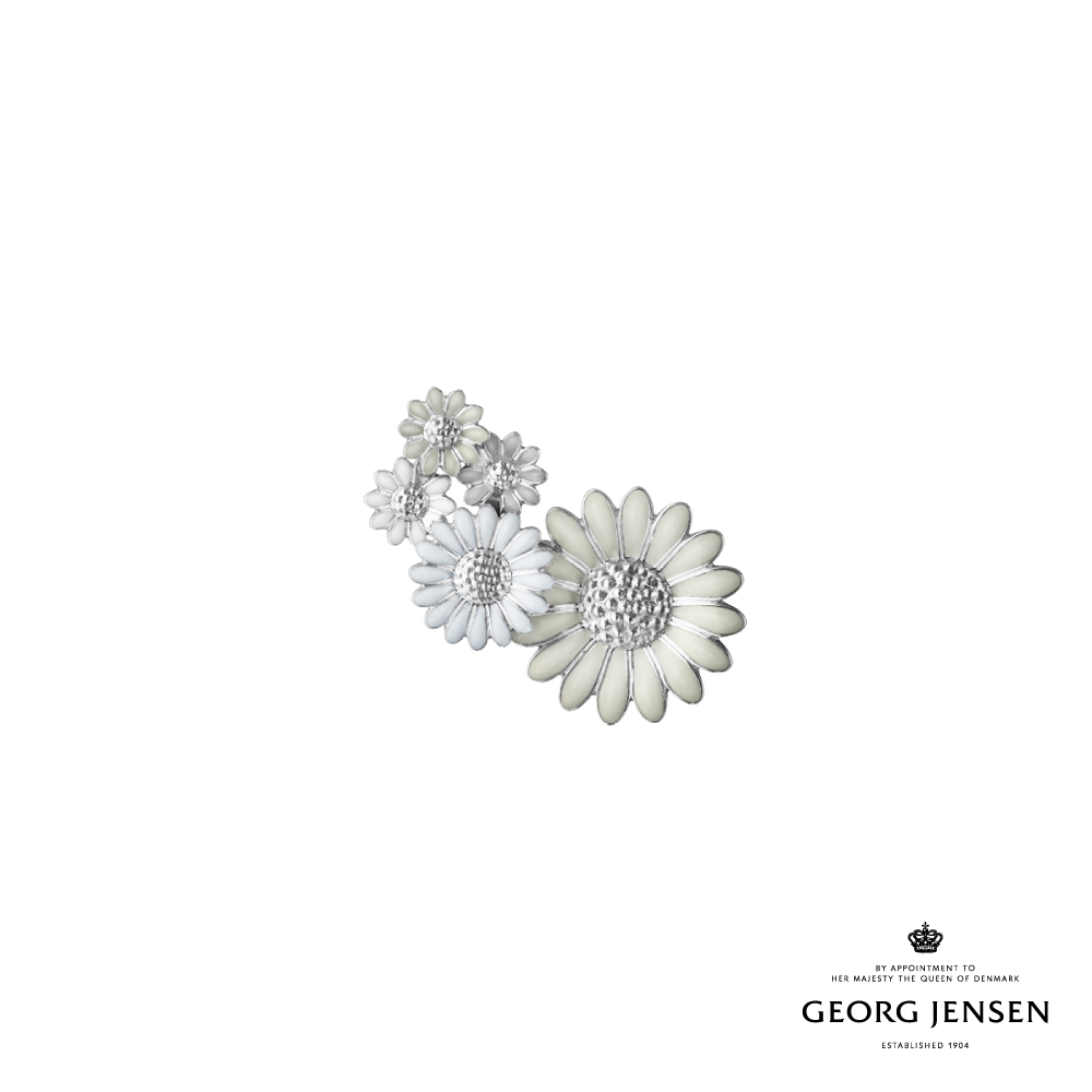 Georg Jensen 喬治傑生 DAISY 全耳式耳環，中，白色-純銀電鍍銠