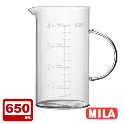 MILA 咖啡玻璃量杯650ml 超值兩入組