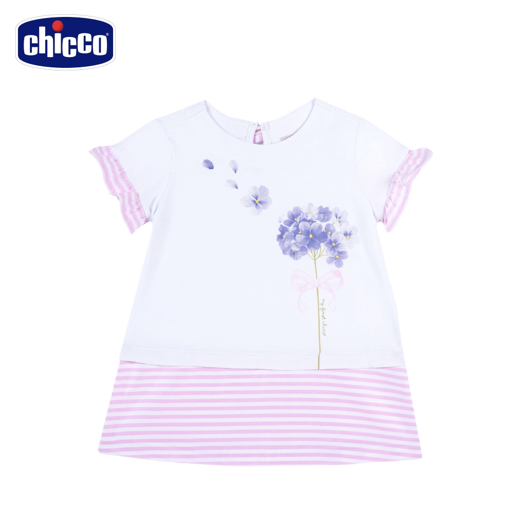 chicco-芭蕾舞者-條紋剪接短袖洋裝