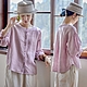 法國雙色色織亞麻花瓣袖襯衫上衣-設計所在-獨家高端限量系列 product thumbnail 1