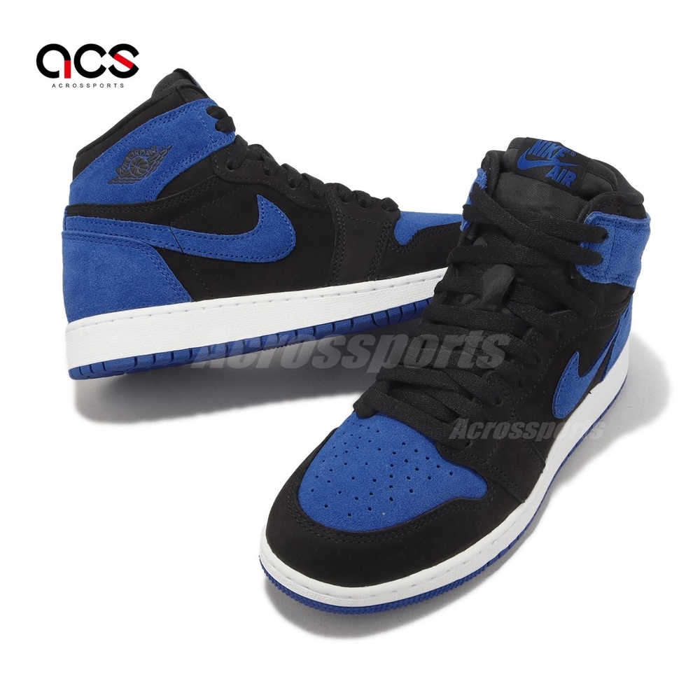 Nike Air Jordan 1 Retro High OG GS 大童女鞋黑皇家藍AJ1 麂皮FD1437