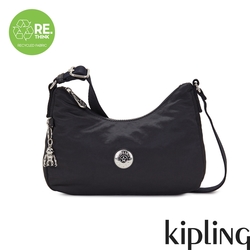 Kipling 褶皺色丁黑中型斜背包-AYDA