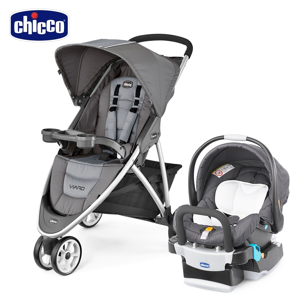 chicco-Viaro運動版三輪推車-太空灰+KeyFit手提汽座-深邃灰