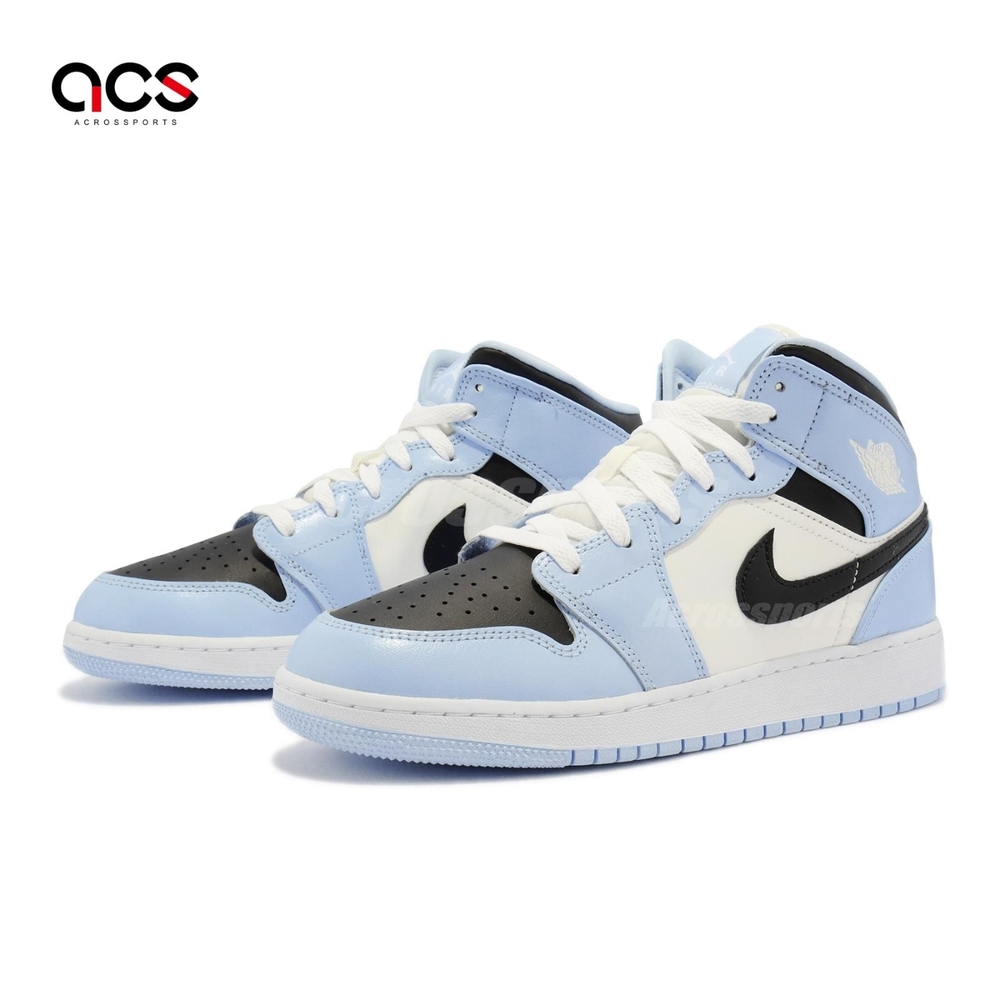 Nike Air Jordan 1 Mid GS 女鞋大童寶寶藍黑勾高筒AJ1 1代經典休閒鞋