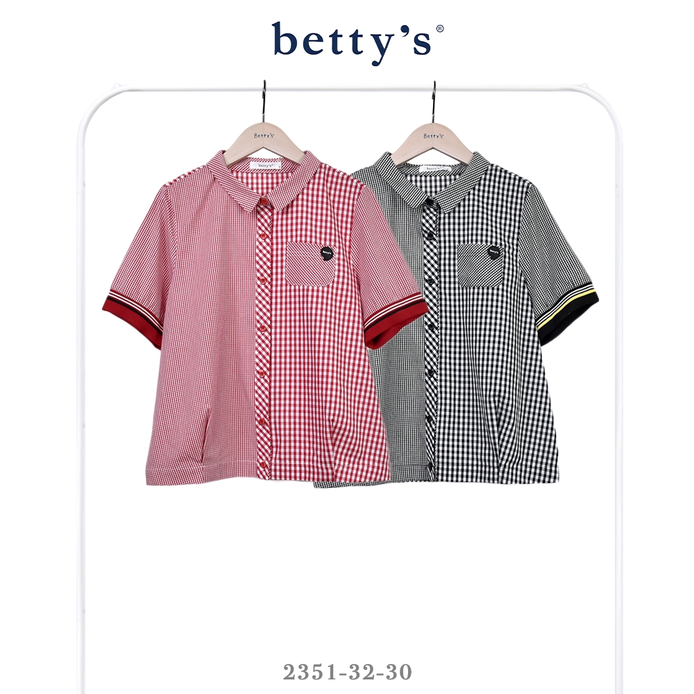 betty’s貝蒂思　大小格紋拼接短袖襯衫(共二色)