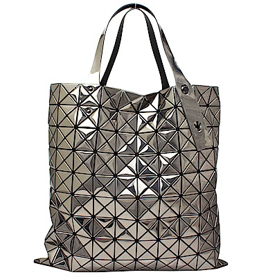 ISSEY MIYAKE  BAOBAO 鋁金鏡面方格10x10手提肩背包(鐵灰)