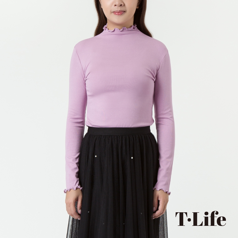 T.Life 甜美系木耳邊素色內搭T恤(4色)