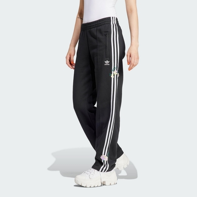 ADIDAS FLOWER PANTS 三葉草 女運動長褲-黑白-IJ7086