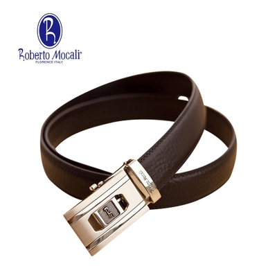 【Roberto Mocali】(RM-7208BKF)自動扣牛皮皮帶