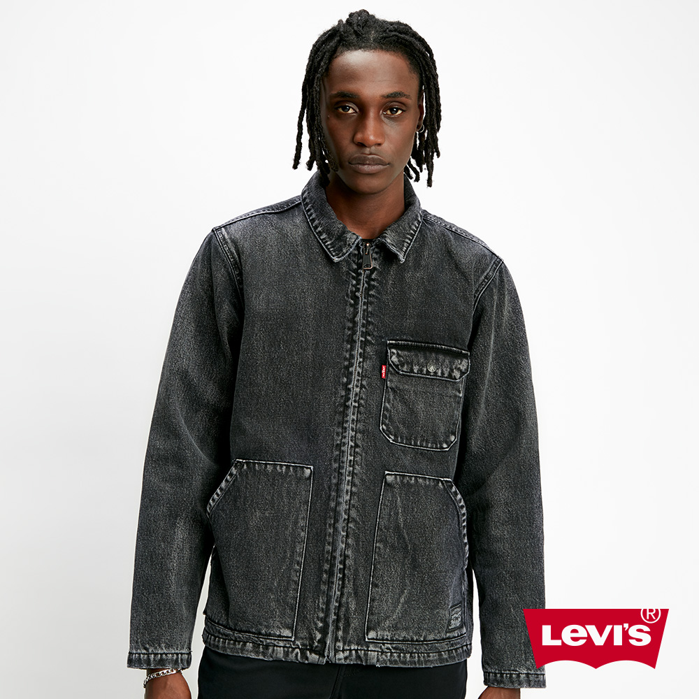 Levis 男款 牛仔外套 復古大口袋設計 黑灰水洗