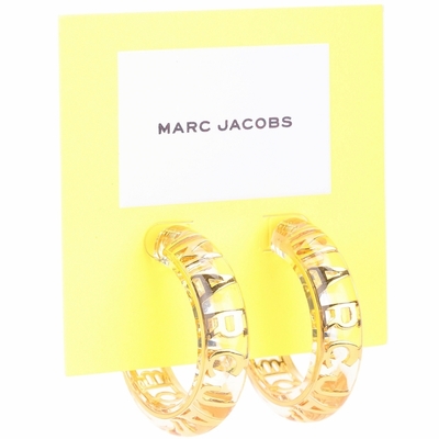 MARC JACOBS 字母樹脂環狀穿針式耳環(金色)