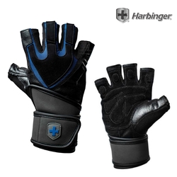 【Harbinger】#1250 男款 黑藍色 重訓健身用專業護腕手套 TRAINING WRISTWRAP MEN GLOVES