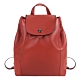 LONGCHAMP LE PLIAGE CUIR系列黑釦小羊皮後背包(中/磚紅) product thumbnail 1