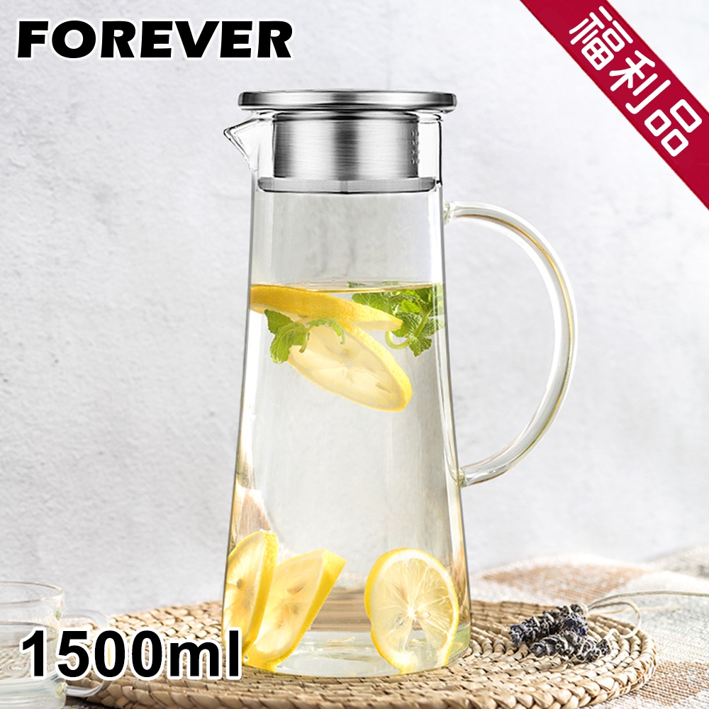 日本FOREVER 耐熱玻璃把手水壺1500ML-福利品