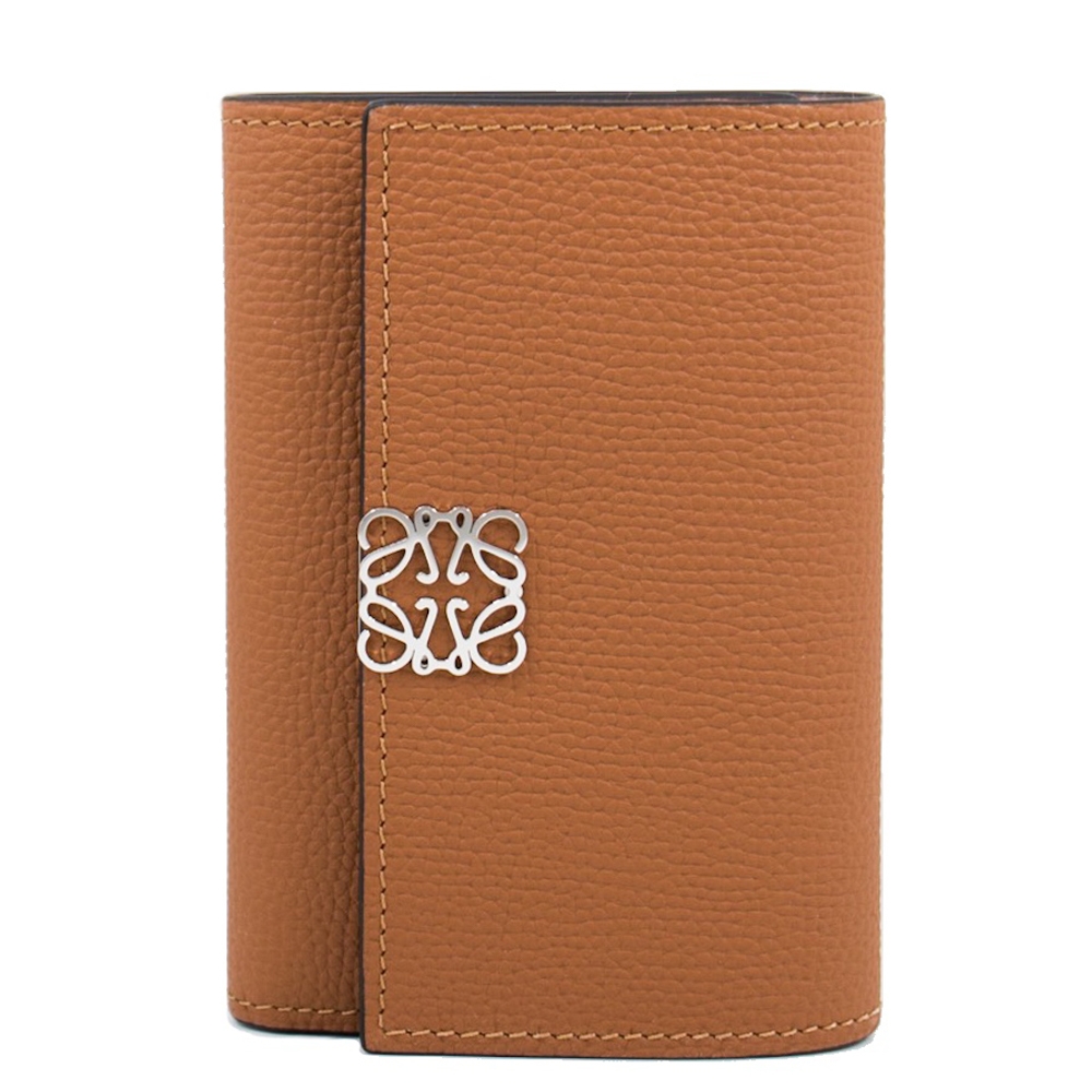 Loewe 經典雕花 三摺短夾 (棕褐) Anagram Small Vertical Wallet