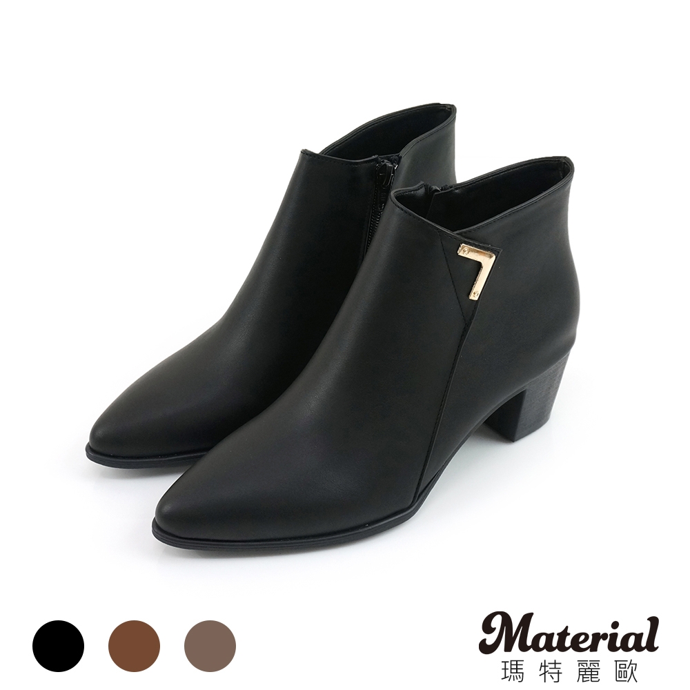 Material瑪特麗歐 MIT 短靴 尖頭側裝飾扣短靴  T9835