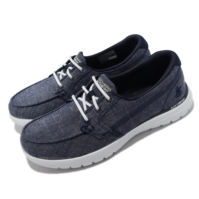 Skechers 休閒鞋 On The Go Flex Ashore 女鞋 帆船鞋 避震 緩衝 好穿脫 回彈 藍 136453-NVY