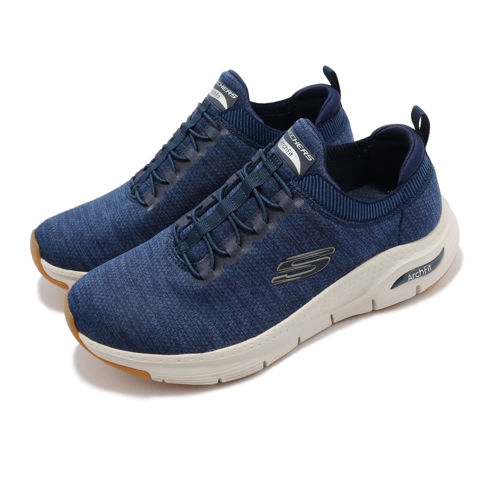 Skechers 休閒鞋 Arch Fit Waveport 男鞋 深藍 奶油白 支撐 套入式 包覆 健走 緩震 232301NVY