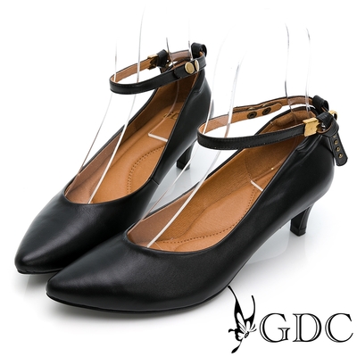 GDC-2way經典款素色基本後帶尖頭低跟包鞋-黑色