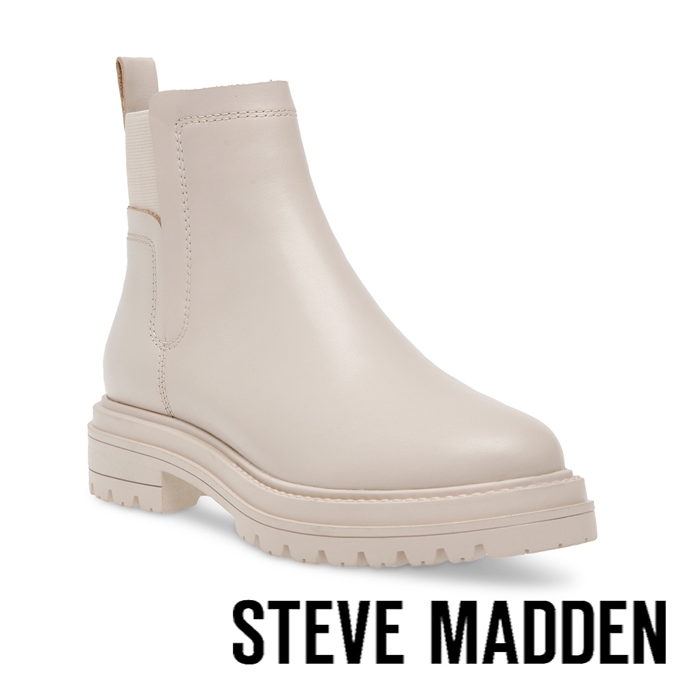 STEVE MADDEN-KENDYL 素面拼接切爾西短靴-米杏色