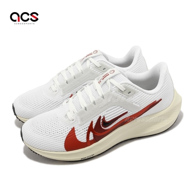 Nike 慢跑鞋 Wmns Air Zoom Pegasus 40 PRM ANY 女鞋 白 紅 氣墊 針織 FB7703-100