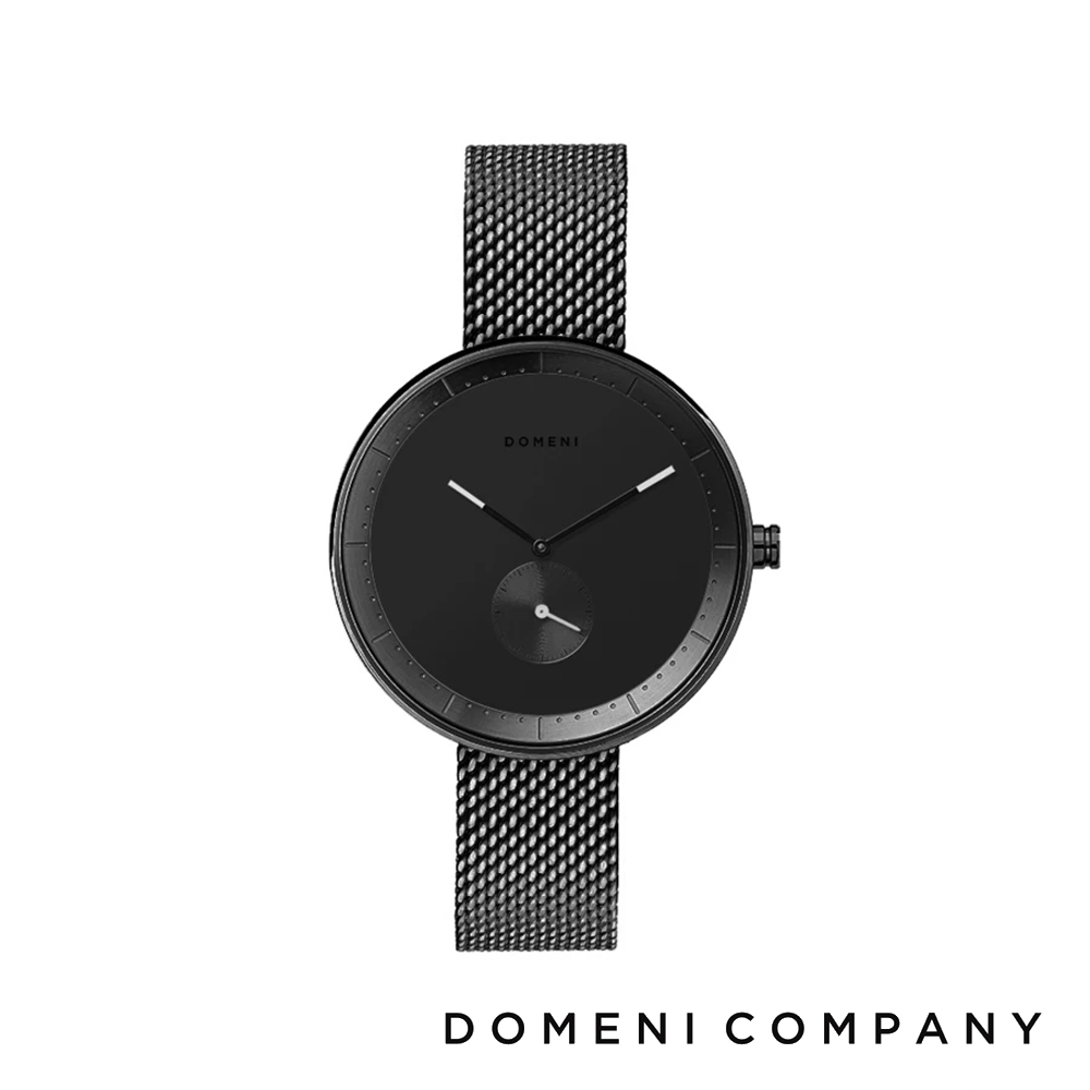 DOMENI COMPANY 經典系列 316L不鏽鋼小秒針錶 黑色錶帶 -黑/32mm