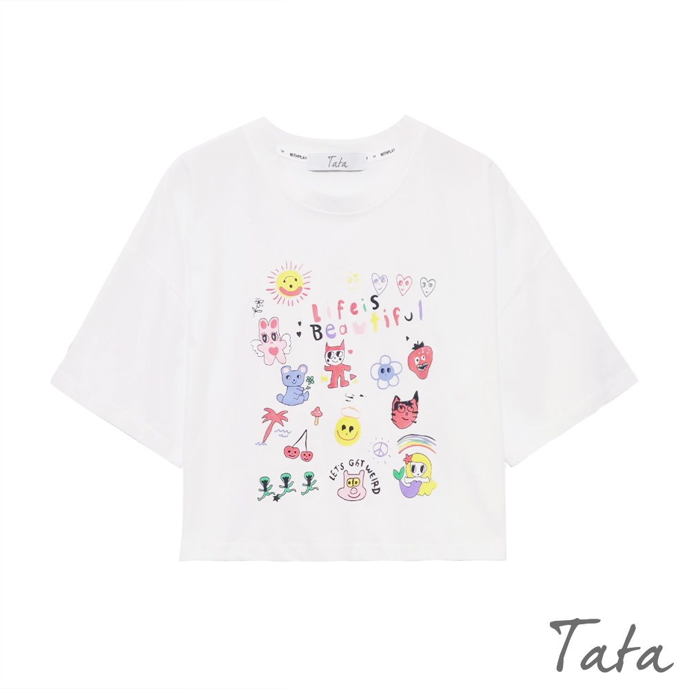TATA 親子裝印花短袖T恤-F