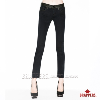 BRAPPERS 女款 新美腳 ROYAL系列-彈性鑲鑽窄管褲-深藍黑