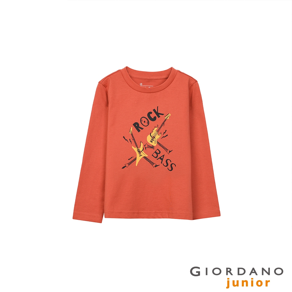 GIORDANO 童裝樂器印花長袖T恤 - 41 辣醬橙