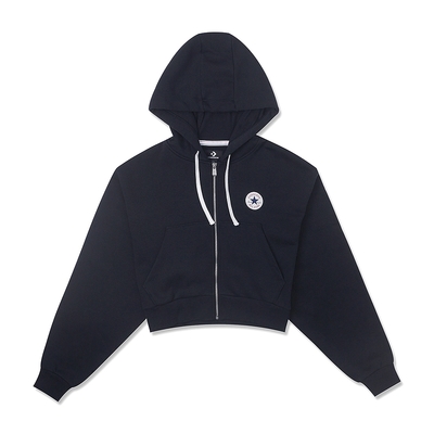 Converse Retro Chunk Hoodie 女 黑色 休閒 日常 短版 連帽 外套 10025888-A01