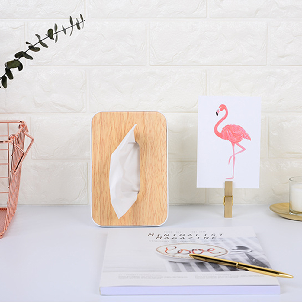 樂嫚妮 日式木紋抽取式面紙巾盒/衛生紙盒 直立式-白