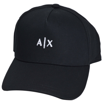 A|X Armani Exchange 經典品牌字母 A|X 圖騰刺繡LOGO棒球帽(黑)