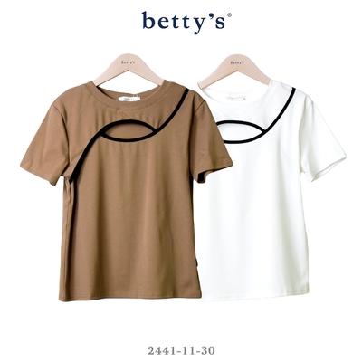 betty’s專櫃款 胸前交叉開口滾邊短袖T-shirt(共二色)