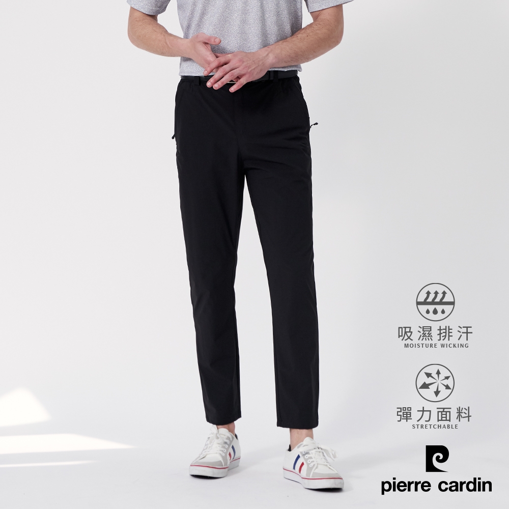 Pierre Cardin皮爾卡登 男款 機能彈力涼爽速乾休閒褲(四色任選) (黑色)