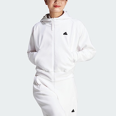 Adidas W Z.N.E. FZ [IN5133] 女 連帽 外套 亞洲版 運動 訓練 休閒 寬鬆 百搭 舒適 白