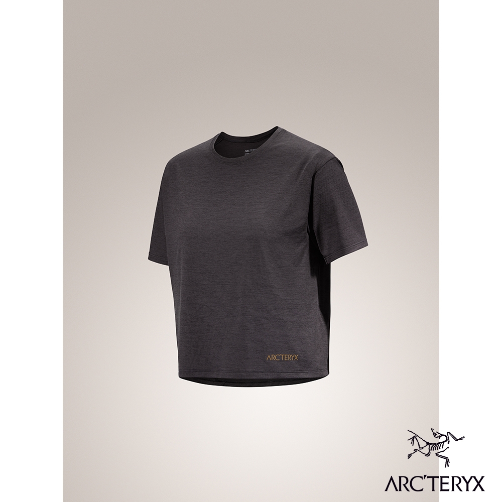 Arcteryx 始祖鳥 女 Taema Crop Logo 快乾短袖圓領衫 黑