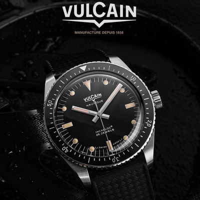 VULCAIN 窩路堅 潛水員系列 大三針 自動上鍊機械錶-660170A07.BAC243