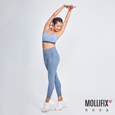 Mollifix 瑪莉菲絲 A++活力雙肩織帶舒活BRA (冰藍)瑜珈服、無鋼圈、開運內衣