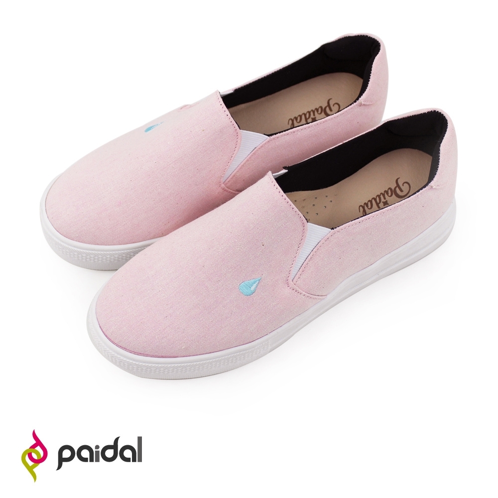 Paidal 粉色保特紗厚底休閒鞋加硫鞋-水滴