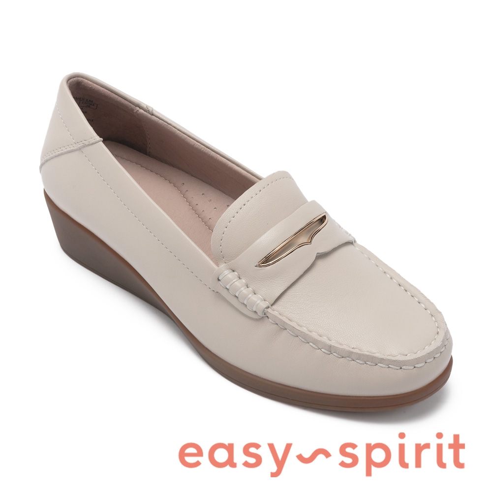 Easy Spirit - MACY 真皮圓頭低跟深口鞋 -米白色