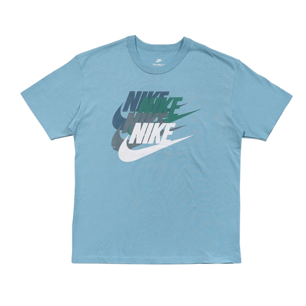 Nike 短袖上衣 NSW Premium Tee 男款 水藍色 四勾 大LOGO 環保材質 短T DV3317-494