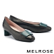 高跟鞋 MELROSE 簡約質感跳色條帶羊皮粗高跟鞋－黑 product thumbnail 1