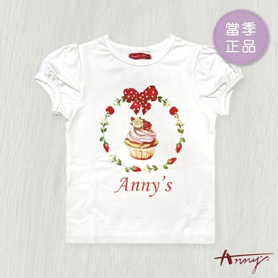 Annys安妮公主-玫瑰杯子蛋糕春夏款彈性棉短袖上衣*4332白色-6號、8號