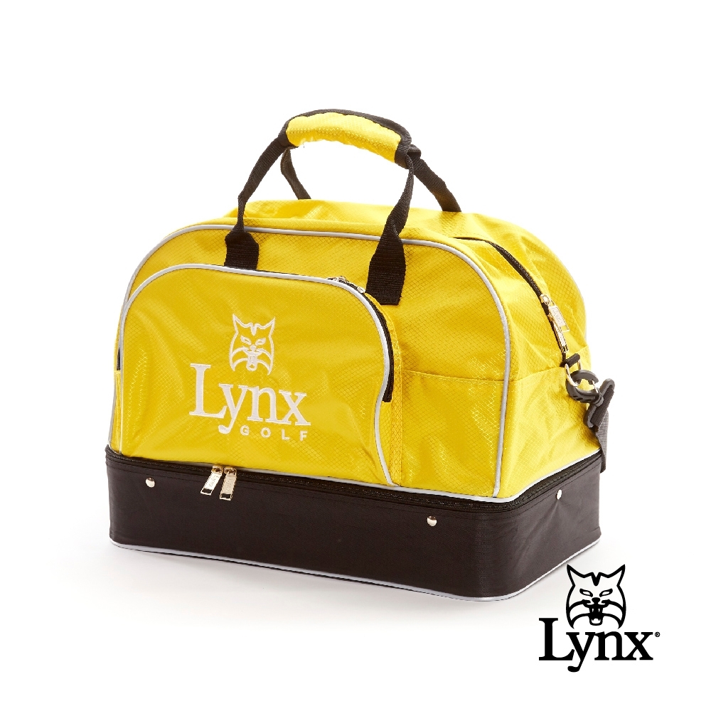 【Lynx Golf】山貓刺繡硬底式旅行外袋/運動衣物袋-黃色