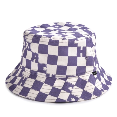 COACH 英文字母X格紋棉質漁夫帽(M/L號)-紫色