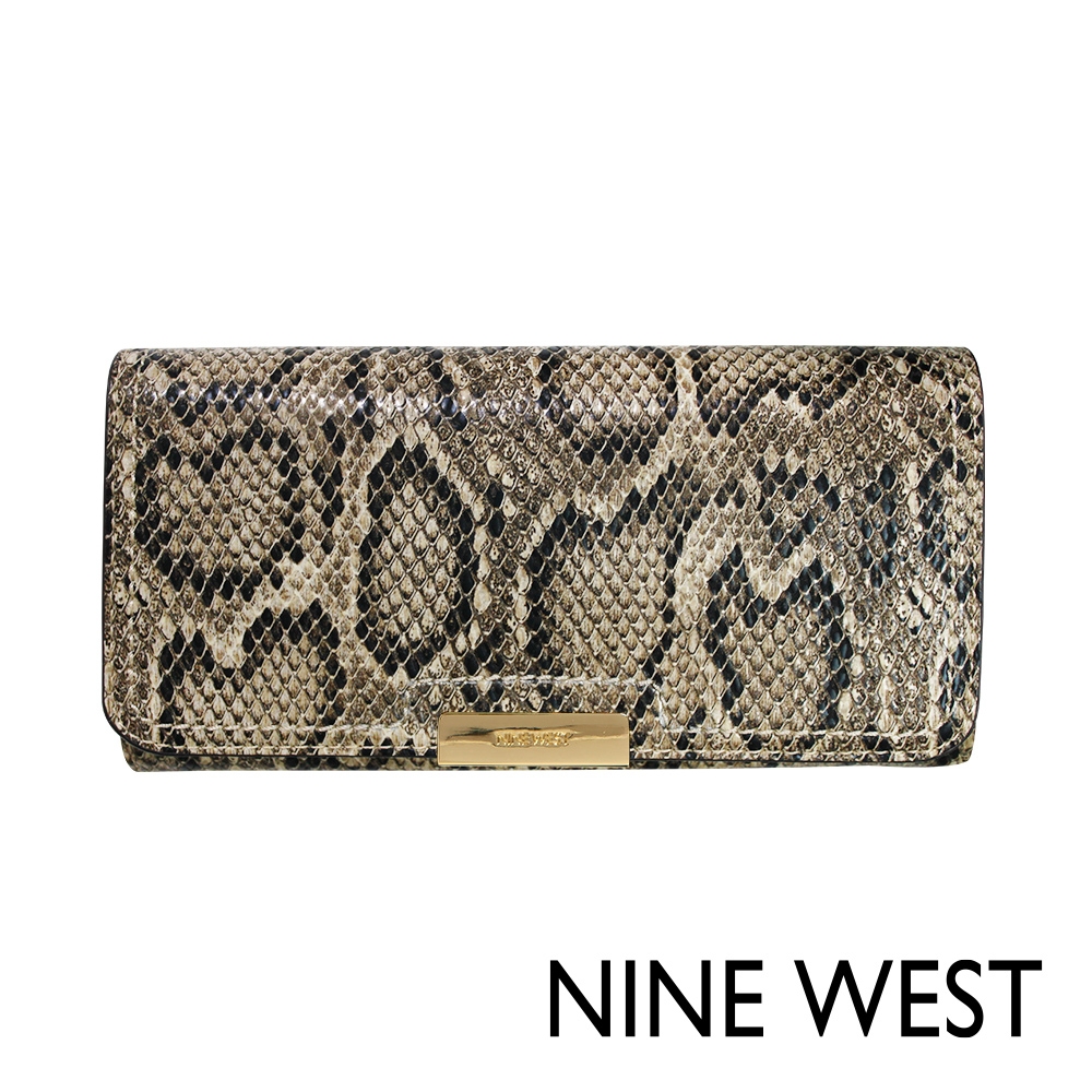 福利品 NINE WEST KENNEDY壓釦式長夾-蛇紋