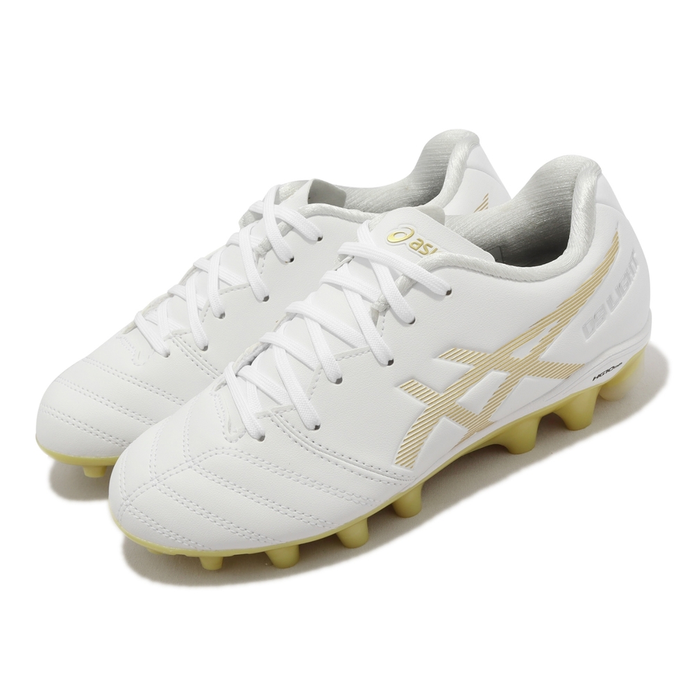 Asics 足球鞋 DS Light Jr GS 大童鞋 女鞋 白 金 塑膠鞋釘 草地球場 亞瑟士 1104A046122