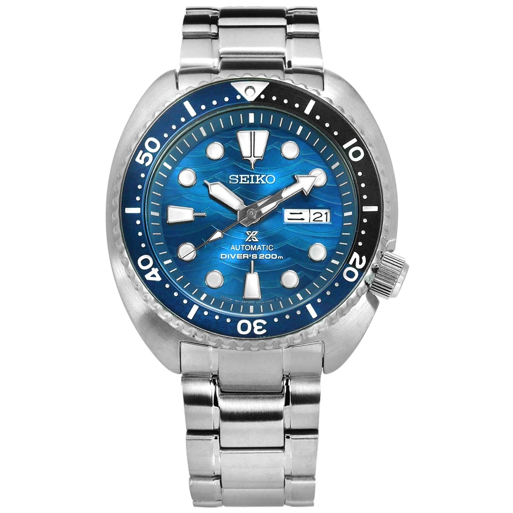SEIKO 精工 PROSPEX 潛水錶 機械錶 防水200米 不鏽鋼手錶-藍色/45mm